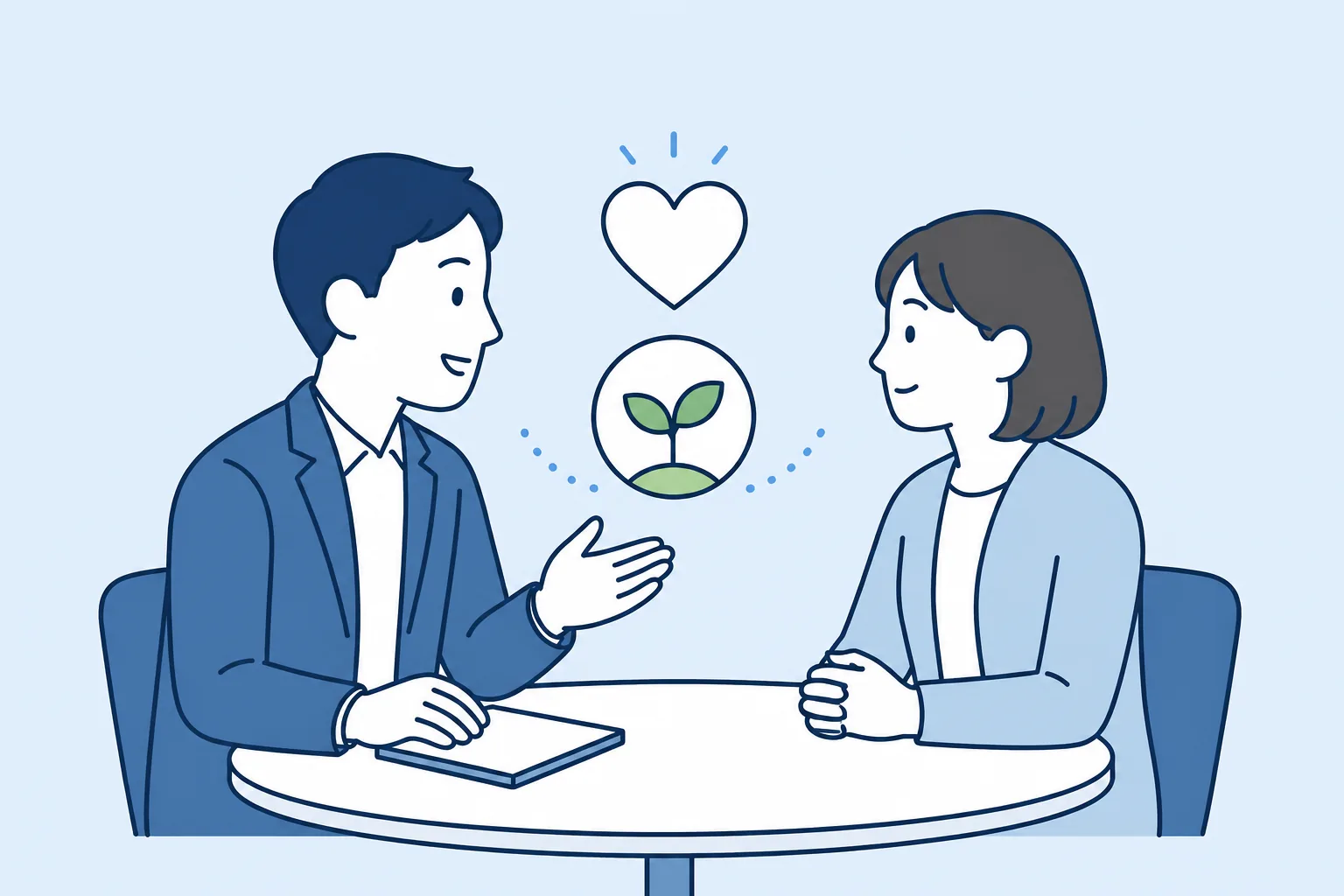 対話を通じて定着を支援する様子