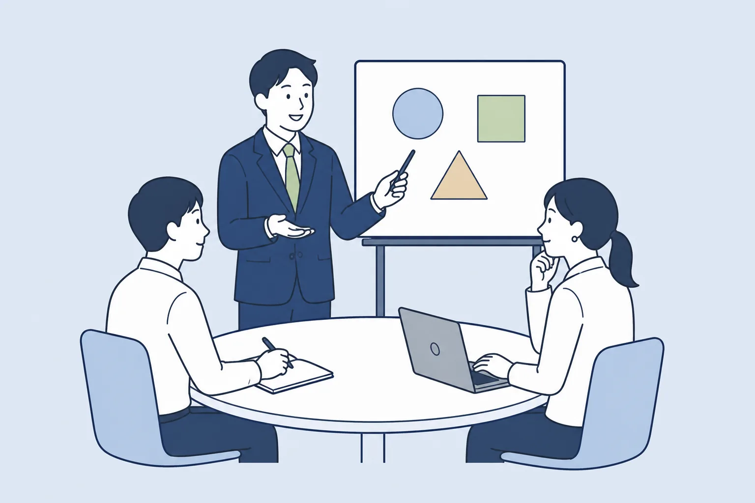管理職がチームと対話する様子