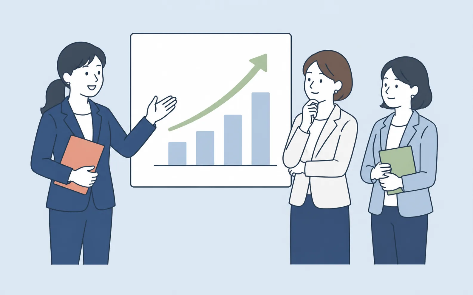 女性リーダーが成長を支援する様子