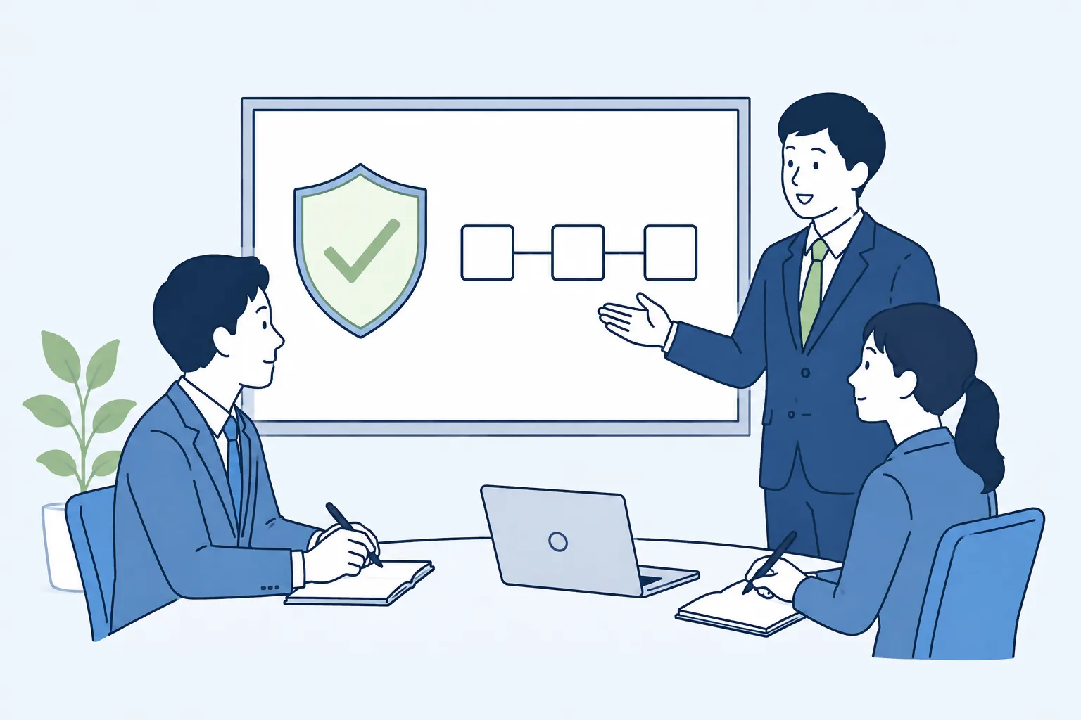 法令遵守と内部統制の基本を確認する様子