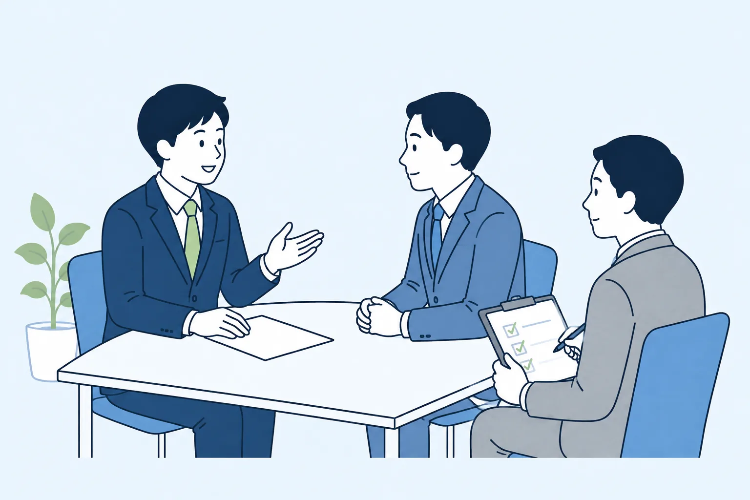 評価結果を伝える面談のロールプレイを行う様子