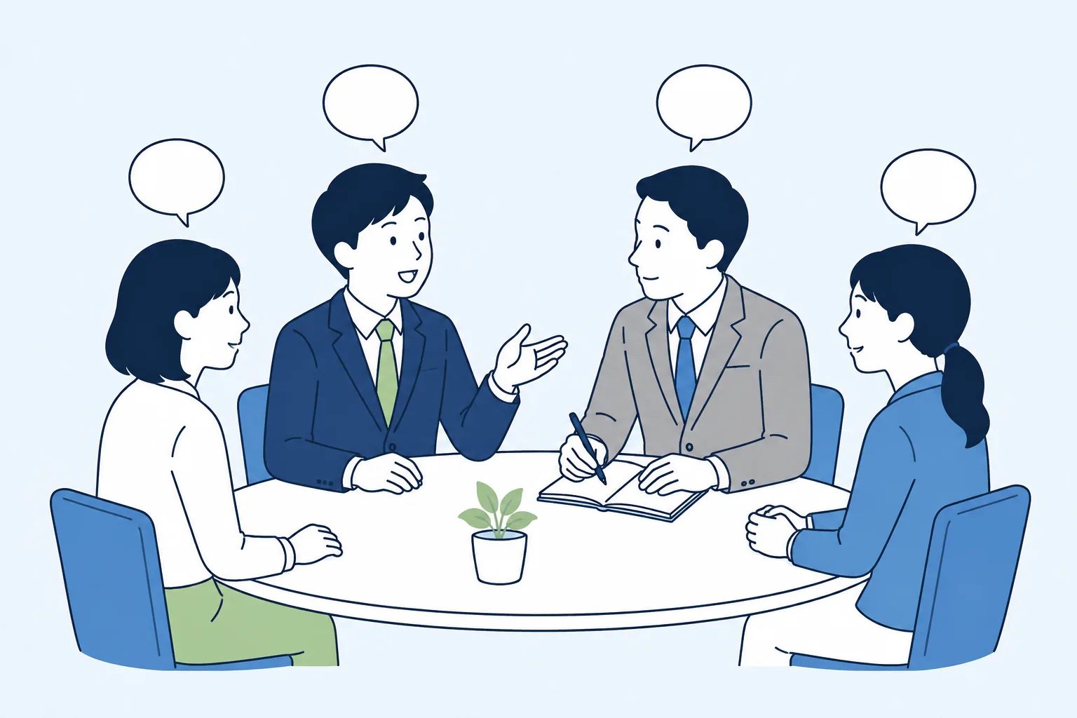 管理職が心理的安全性を意識して対話する様子